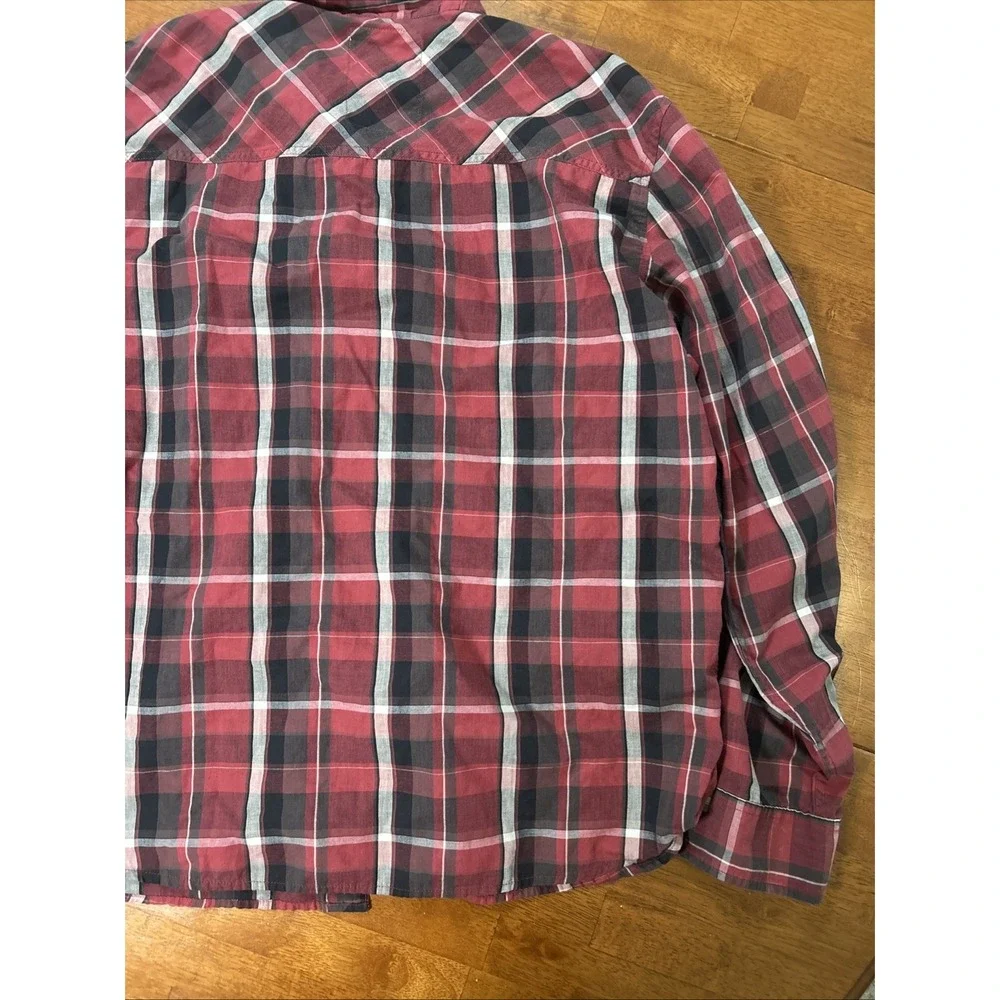 Levi's Plaid Button Down Shirt Men's Side XL Red Long Sleeve